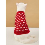 Red Heart Knit Cat Sweater - LovelyPetpal