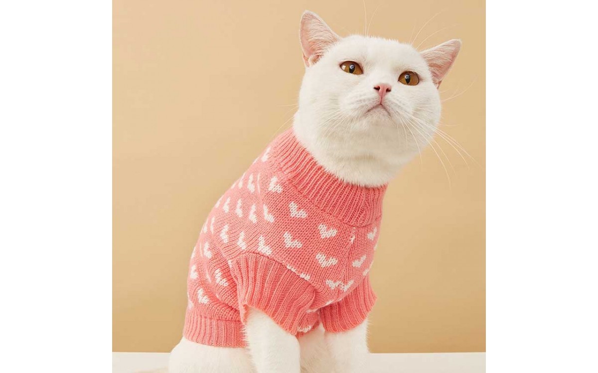 Pink Heart Cat Sweater – Cozy Fall and Winter Knitwear
